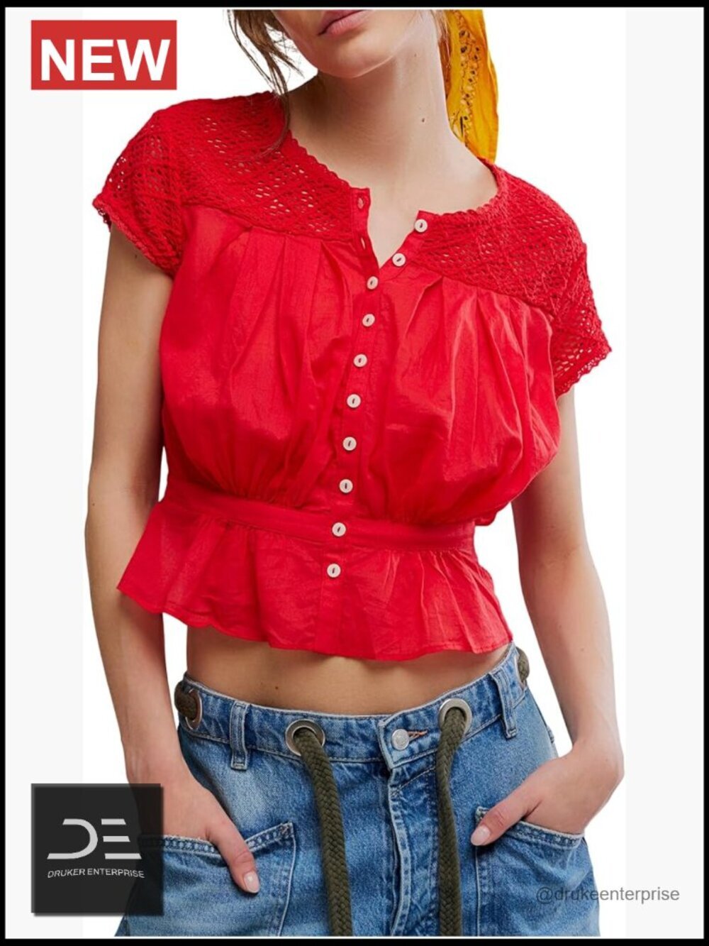 Cropped Peplum Embroidered T-Shirt Blouse